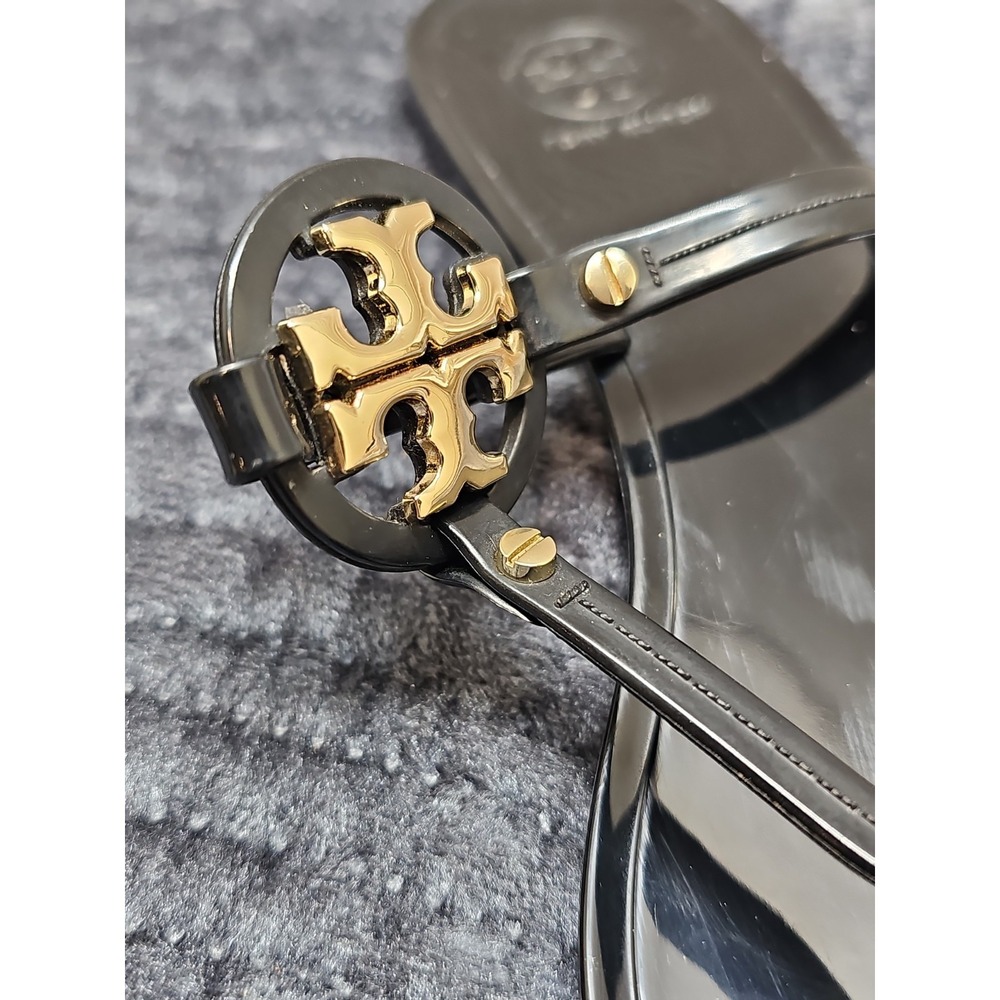 Tory Burch Mini Miller Women's Flat Thong Jelly Sandals - Black, US 6 - Picture 4 of 9